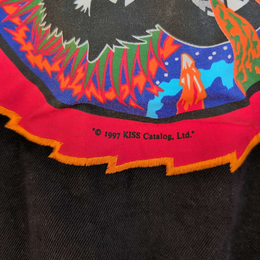 Vintage KISS Denim Jacket Mens XL Black 1997 Prime Time Merchandise Band Logo - Picture 6 of 6